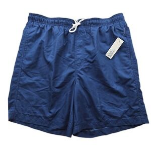 Croft & Barrow Swim Trunks Mens Large Navy Blue Lined Pockets Board Shorts NEW